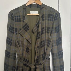 Babaton Checkered Coat in Brown and Blue, Size S